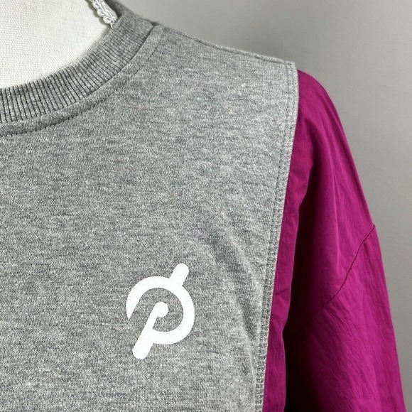 Peloton Chic Fabric Mix Pullover Sweatshirt Size XS Gray Fuschia Pink - Picture 4 of 14